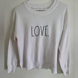 Rae Dunn Womens LOVE Print Sweater White Size Large